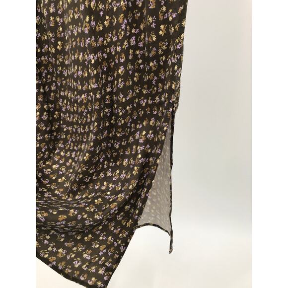 Madewell Floral Wide V-Neck Midi Dress 8 Expedition Green Cap Sleeve - Picture 5 of 12